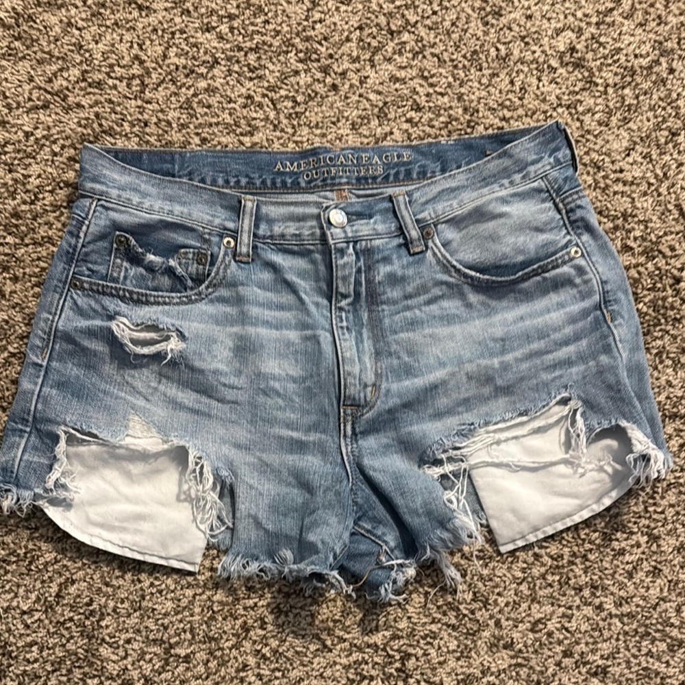 American Eagle Outfitters Blue Jean Shorts Distressed Cut-Off